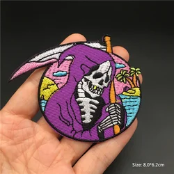 Vibrant Pink Punk Cartoon Embroidered Iron - on Patches (SKY BLUE)