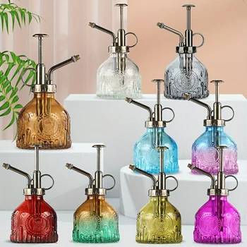 1pc Glass Watering Spray Bottle, Vintage Bronze Plastic Top Pump Watering Can Glass Spary Bottle Plant Mister, For House Plants, 1
