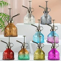 1pc Glass Watering Spray Bottle, Vintage Bronze Plastic Top Pump Watering Can Glass Spary Bottle Plant Mister, For House Plants, 1