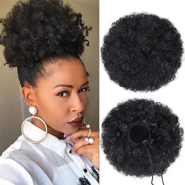 Grande queue de cheval synthétique Afro bouffante avec cordon de serrage, postiche crépue bouclée avec Clips dans les Extensions Updo pour femmes noires 1
