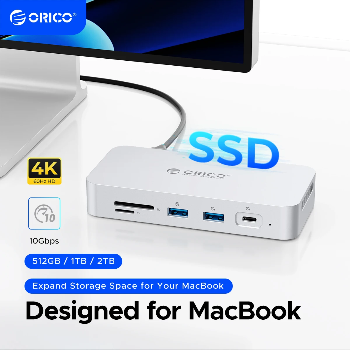 ORICO DataLink PSSD 외장 SSD 도킹 스테이션, C타입-HDMI..