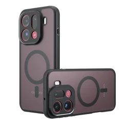 Magnetic Wireless Charging Shockproof Case with Soft TPU Frame and Matte Translucent Back Cover for OPPO Find X9 Pro (Black)