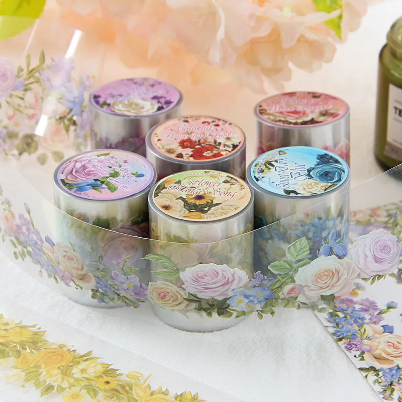 50mm*2m Lace Flower Landscaping Material Decor PET Tape roll Creative Journal Collage Scrapbooking Stationery School Supplies 4