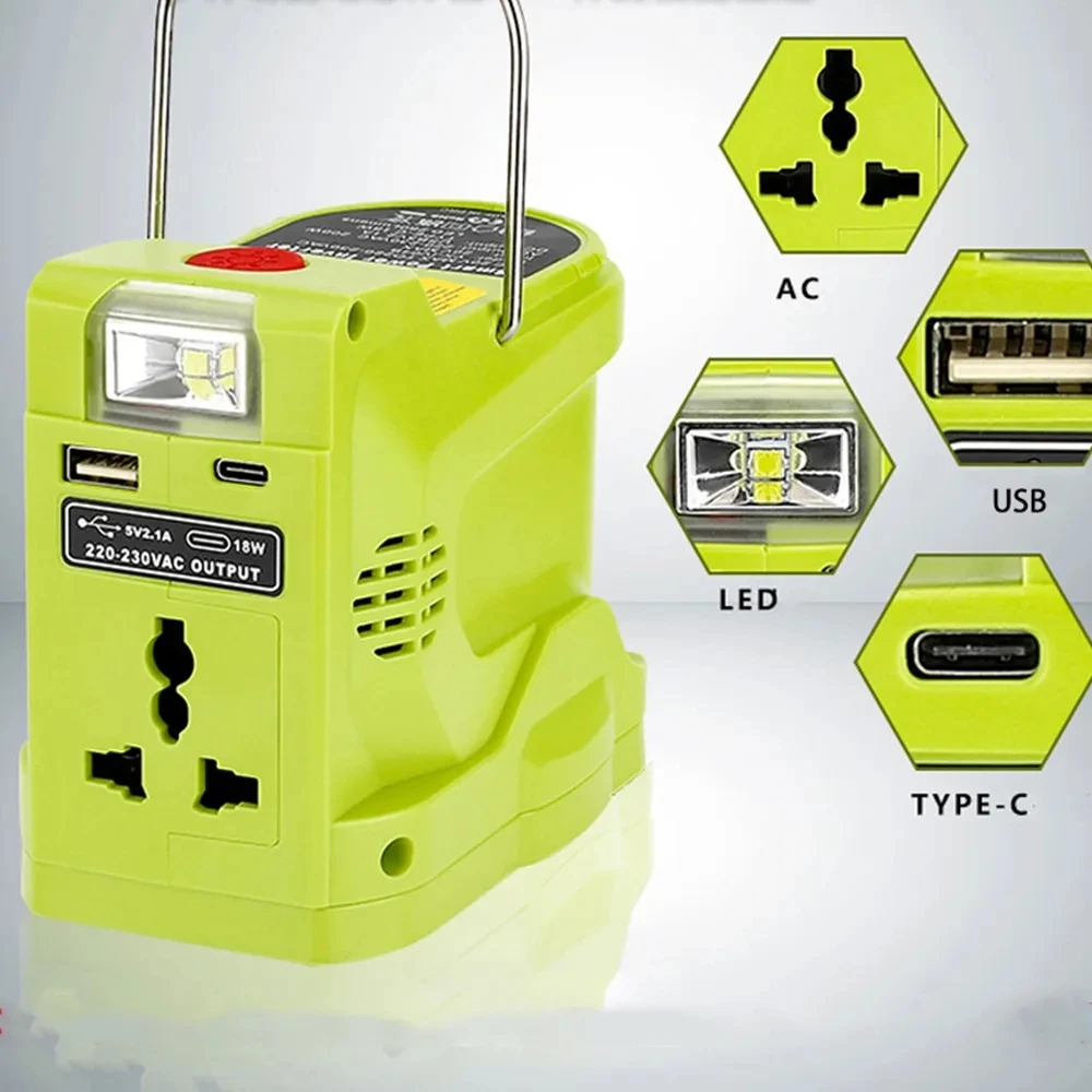 For Makita/Bosch/Dewalt/Milwaukee 18V Battery Outdoor Portable Inverter 200W AC