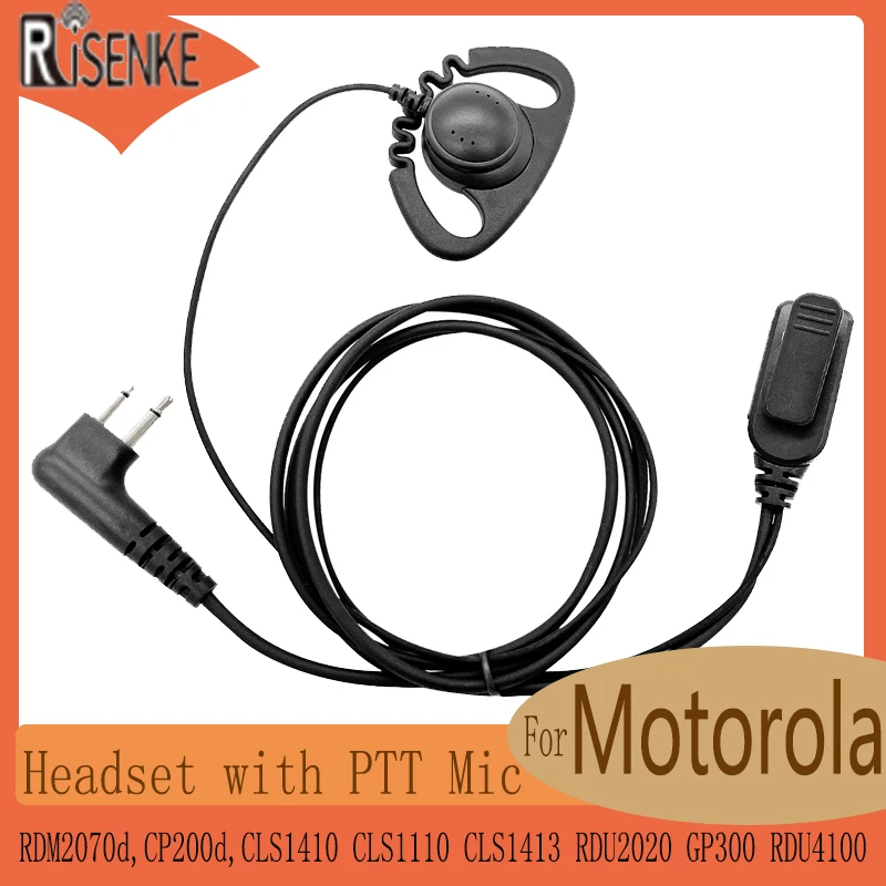 RISENKE Earpiece Headset with PTT Mic for Motorola RDM2070d,CP200,CP200d,CLS1410 CLS1110 CLS1413 RDU2020 GP300 RDU4100 Radio two way radio headset walkie talkie accessories police earpiece compatible with motorola bpr40 cp100d cp185 rdm2070d