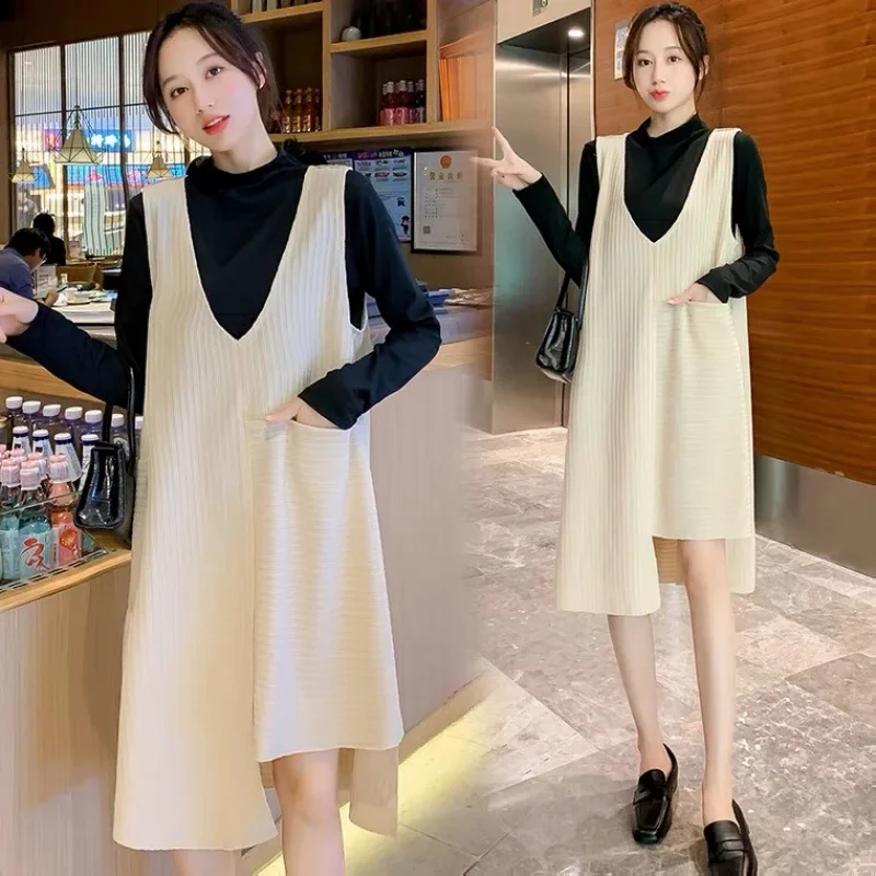 Maternity Dress Set Autumn Winter New Hot Sale Of The Season Loose Slimming Feeding Knitted Vest Skirt Two Piece Set Baby Nursin