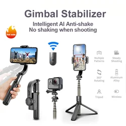 Handheld Gimbal Stabilizer for Smartphone 1-Axis with Selfie Stick Tripod Stand Wireless Bluetooth Remote for iPhone Android