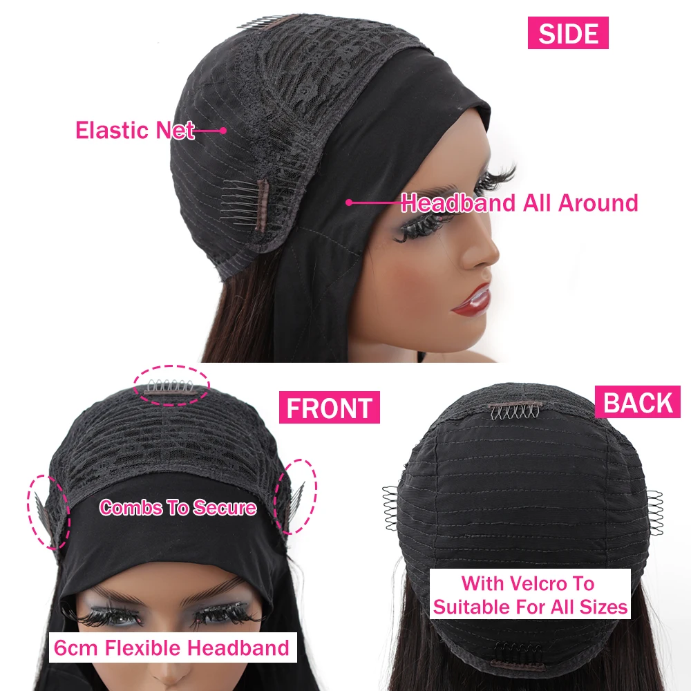 Onda do Corpo Peruca de Cabelo Ondulado para Mulher Feita sem Cola Longa Ondulado Bandana Peruca Brasileira Não-remy 100% Humano Natural Completa Máquina 7 peruca brasileira não-remy 100% peruca de cabelo