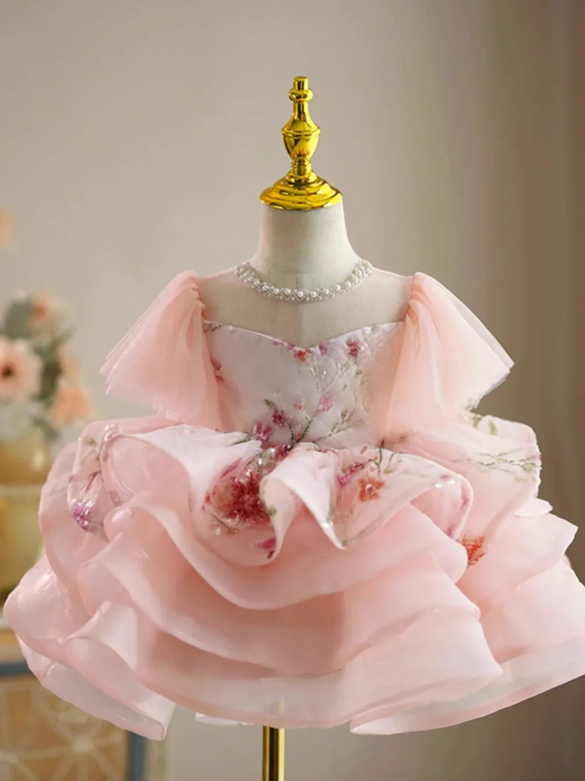 

Luxury Pageant Pink Children's Princess Evening Gown Kids Catwalk tutu Dresses for Wedding Birthday Party Clothes Girls Easter