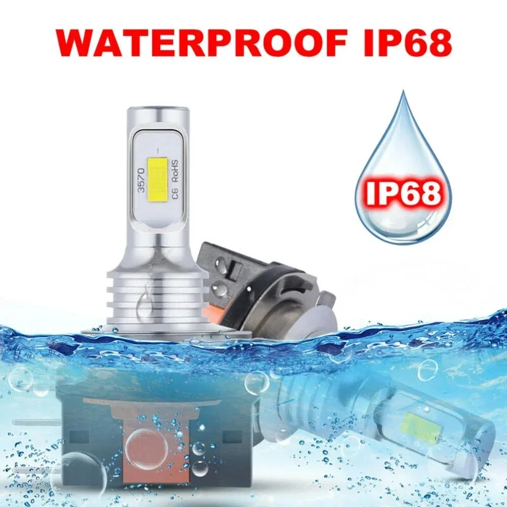 2PCS H15 LED Headlight Bulbs β 3570 CSP, 12V Super Bright White 6000K Car Fog Lights, High Beam & Daytime Running Lights for VW, Audi, BMW 3