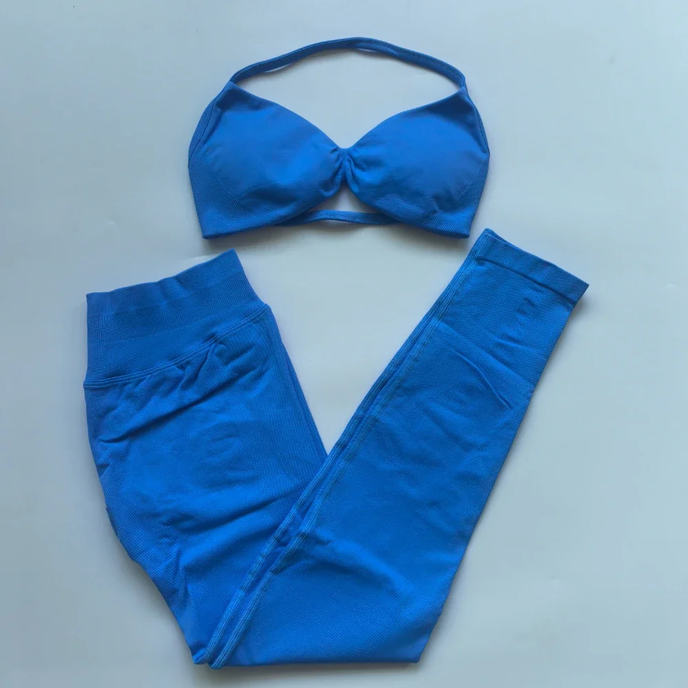 Impact Legging Sets yoga set sports set gym workout set sportswear set fitness set sports bra set yoga pants set 2 Pieces Seamless Yoga Set Women Scrunch Butt Legging Set With Sexy Strappy Backless Sports Bra Gym Suit