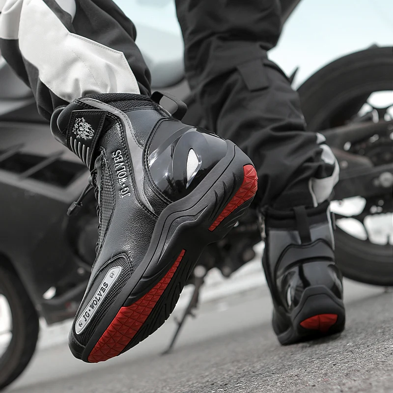 New Motorcross Riding Shoes Microfiber Men Women Motorcycle Racing Protective Ankle Boots Anticollision Non-slip New Moto Boots