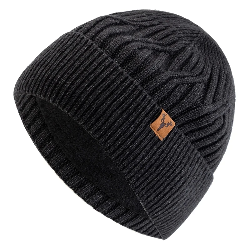 Neue Stil Unisex Winter Hut Plüsch Pelz Futter Warme Kappe Stilvolle Weiche Beanie Hut Für Männer Frauen Outdoor Ski Sport Gestrickte Hut – Detail 3