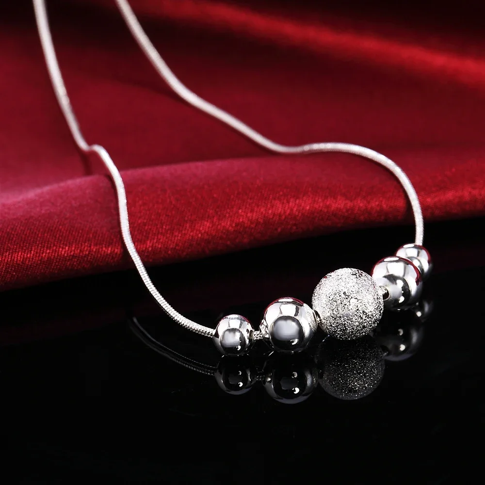 

Hot fashion 925 Sterling Silver Classic Creative Round bead Pendant Necklace For Women Wedding party brands Jewelry Holiday gift