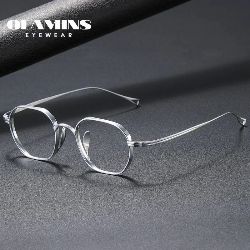 

OLAMINS​ High-quality Hand-made Presbyopia Frame Retro Fashion IP Pure Titanium Frame Glasses KMN9917