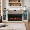 75-inch Electric FireplaceTV Stand 3-side Glass LED Modern Media Entertainment Center Console Adjustable Flame 40-inch Fireplace 2