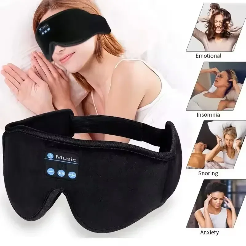 Eye Mask for Sleeping 3D Contoured Cup Blindfold Concave Night Sleep Mask Block Out Light Eye Mask Bluetooth Music Play Sleeping