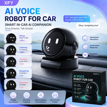 Robot Vocale AI XFY X-01 per Auto, Assistente Intelligente con Navigazione Hands-Free, Musica, Chiamate, Meteo, Notizie, Chat, Aggiornamenti OTA, WiFi 2.4GHz