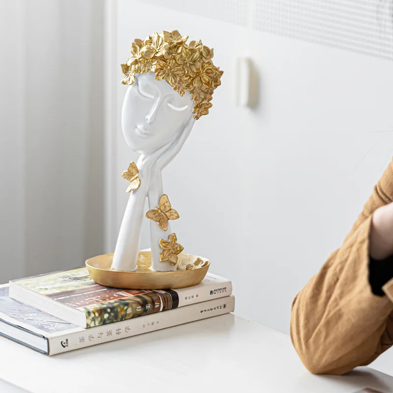 

Домашнее украшение, статуя абстрактного человеческого лица, эстетическое интерьерное украшение для телевизора, кабинета, аксессуары, простая полимерная скульптура, ремесла, подарок