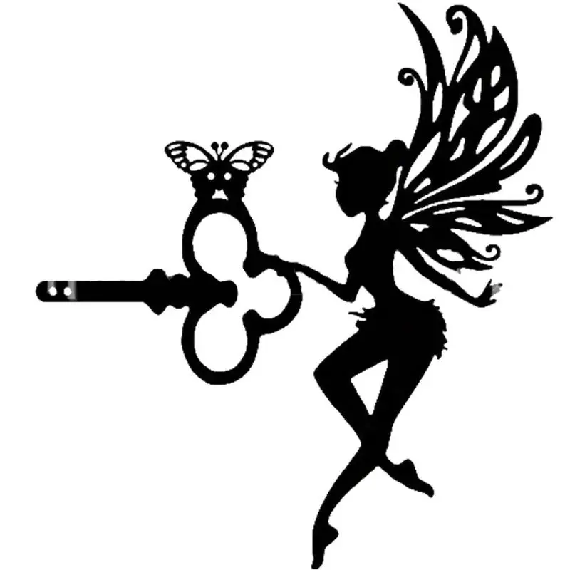 

Garden Fairy Decor Metal Fairy Elf Angel Open Key Ground Insert Sign Home Wall Art Sculpture Backyard Lawn Patio Decoration