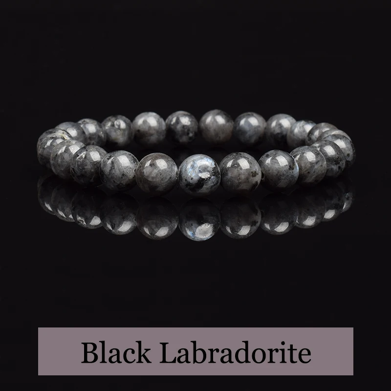 Bracciale Con Perline Di Labradore Nera Naturale Uomo Donna Braccialetti In Pietra Nera Labrador Originale Reale Realizzati Con Gioielli In Pietra Naturale - Foto 3