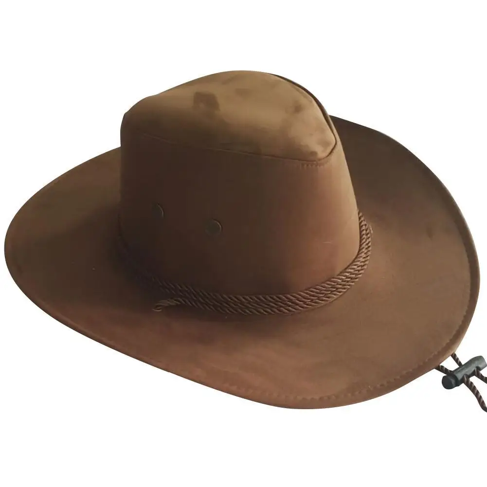 1 Stück Cowboy-Sonnenhut aus Kunstleder für Herren und Damen, modische Western-Cowboy-Kappe mit großer Krempe für Reisen – Detail 11