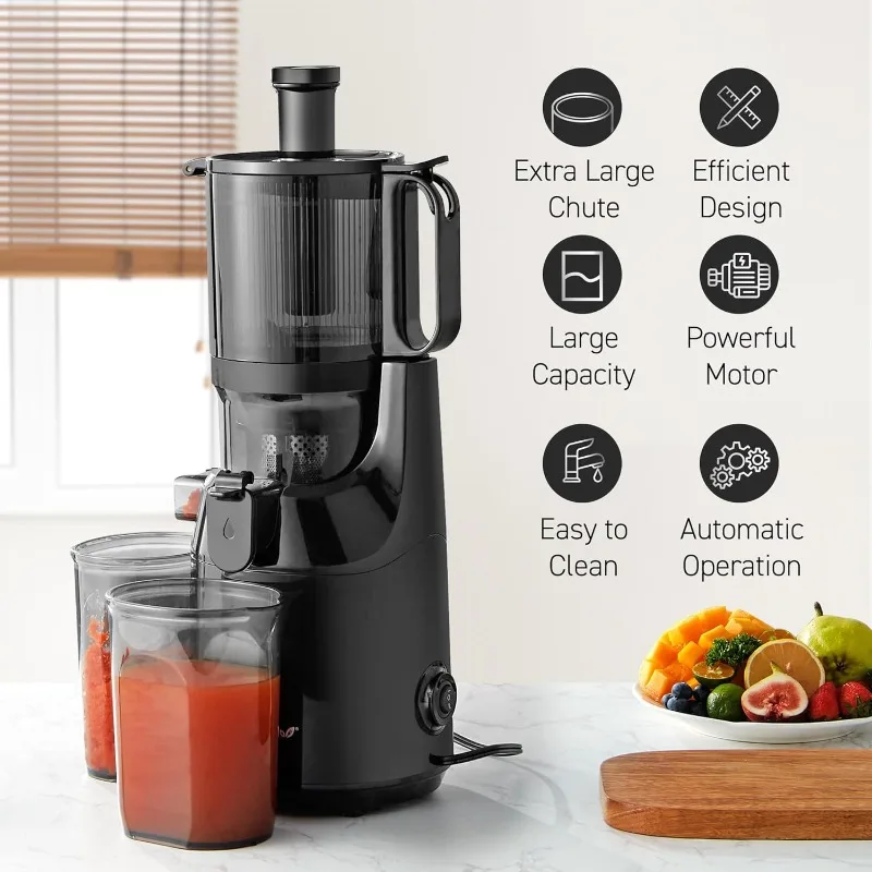 Big Mouth Whole Fruit 5.2”Self-Feeding Chute,Cold Press Masticating Slow Juice Extractor,Easy to Clean,Impact Resistant BPA Free 2