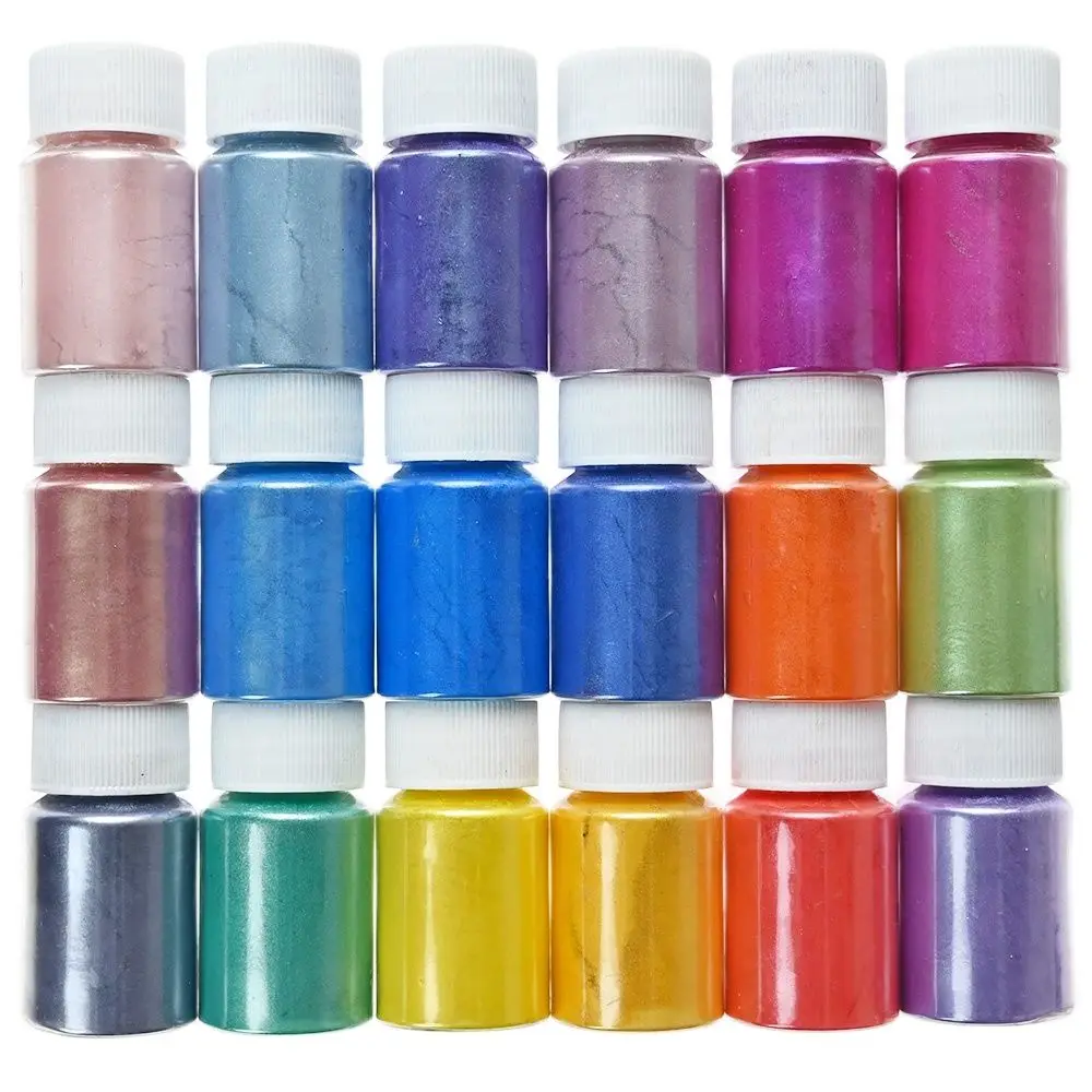 Mica Powder Pearl Pigment Non-Toxic Safe Metallic Flour Mica Mineral Powder Pearlescent 20ML/Bottle
