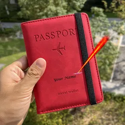 Customized Designer Passport Cover with Elastic Band (Red)