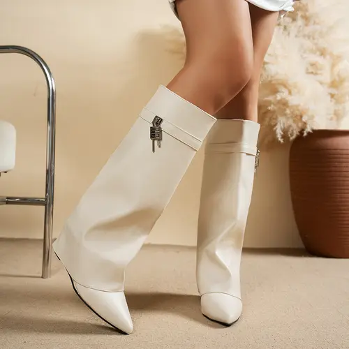 2026Women's Sexy Over-the-Knee Biker Boots Wedge Heels Casual Designer Brand Lined Plush Women's Warm Gothic Over-the-Knee Boots - Image 11