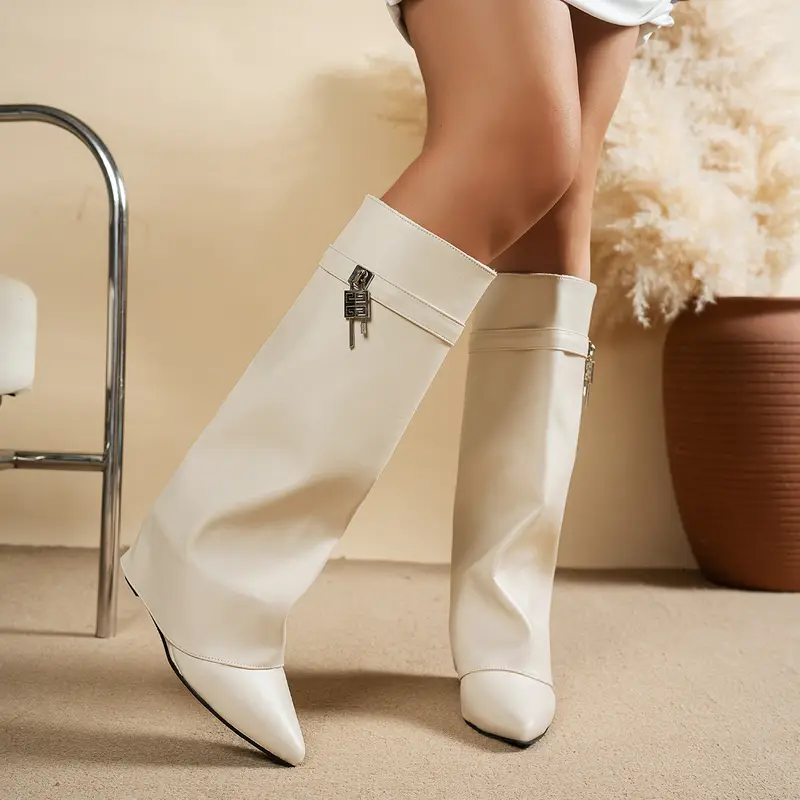 2026Women's Sexy Over-the-Knee Biker Boots Wedge Heels Casual Designer Brand Lined Plush Women's Warm Gothic Over-the-Knee Boots - Image 11
