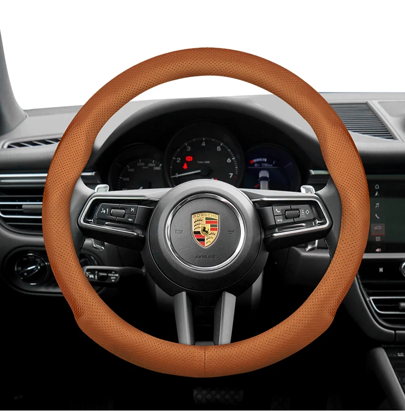 Für Porsche Lenkradbezug, ultradünn, Mikrofaser-Leder, atmungsaktiv, Cayenne Macan, Panamera, Taycan 718 911 – Detail 17