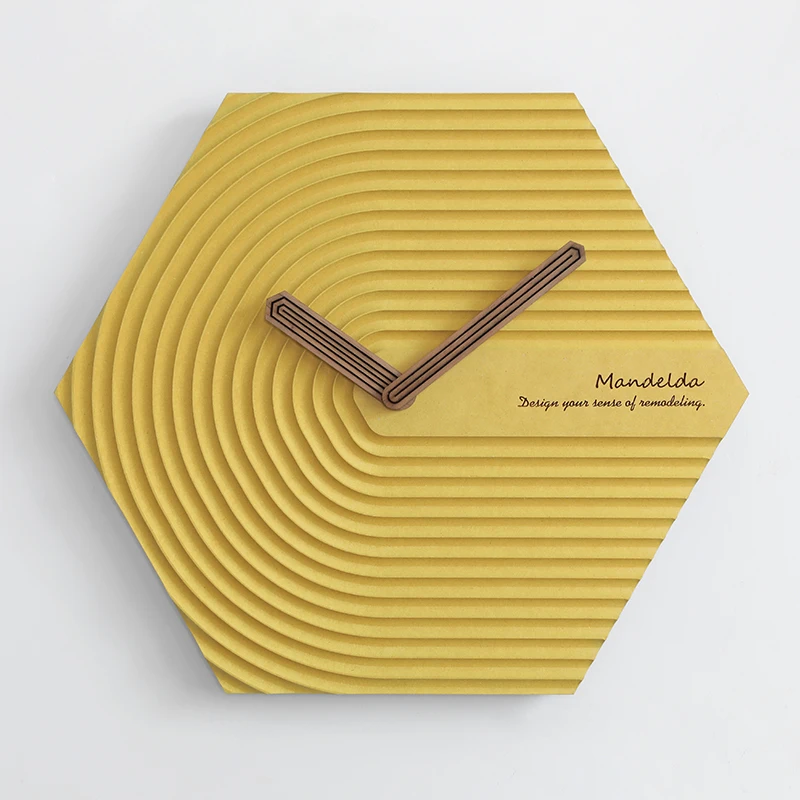 Large Wall Clock Wall Silent Yellow 3d Watch Wall Clocks  Yellow (41.6X36CM)  