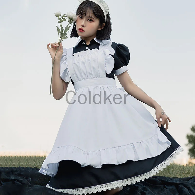 

Cute Maid Outfit Cosplay Costumes Restaurant Overalls Black and White French Apron Lolita Dresses Carnival Party Dress S-XXL