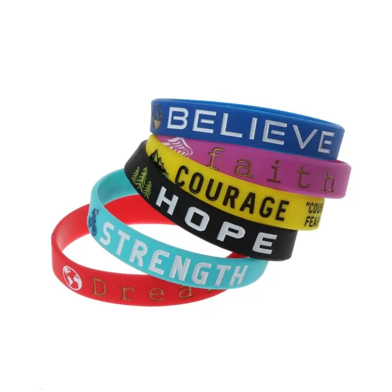 

6pcs Silicone Bracelets Inspirational Quote Rubber Bracelets Daily for Men