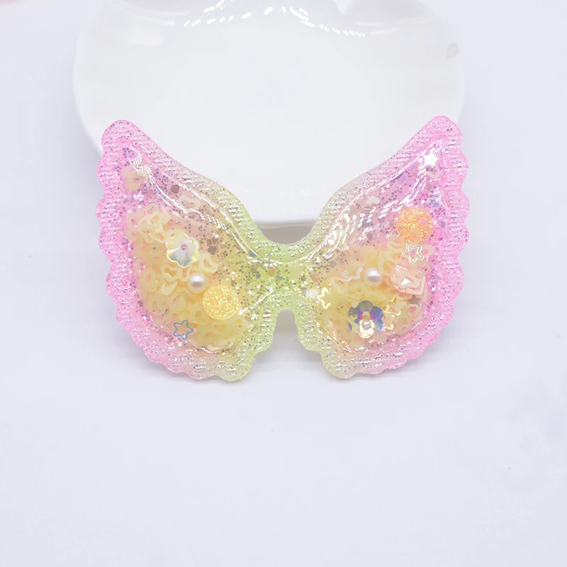 12 Stücke 65*45mm Füllung Schütteln Pailletten Applikationen Engel-flügel Patches für DIY Kuchen Topper Kopfbedeckung Haarspangen Bogen Dekor – Detail 5