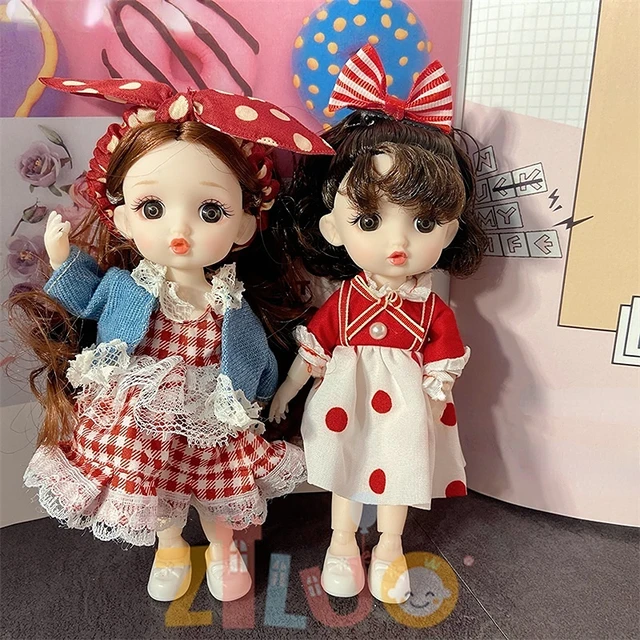 BJD Mini Dolls Set for Girls Toys Birthday Gift Box 1/12 17cm Cute Princess Dress Doll 13 Movable Joint 3D Eyes Doll Children 5