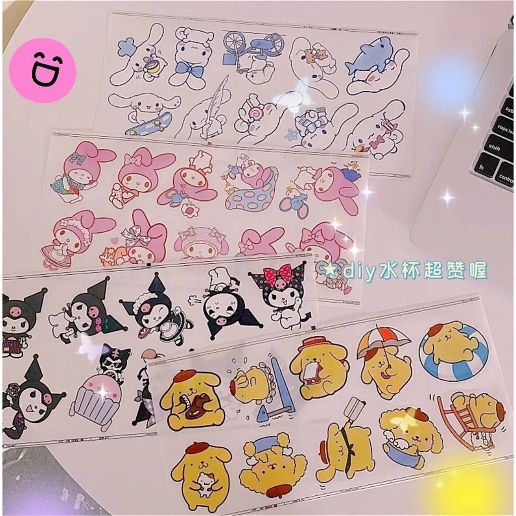 

New Kawaii Cute Sanrios Kuromi Mymelody Cinnamoroll Pom Pom Purin Sticker Label Diy Decorate Ins Girl Christmas Gift Children