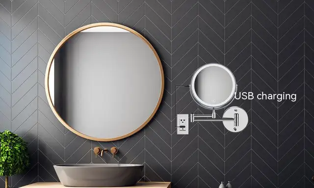 Mimigo Wand montiert Make-up Spiegel, 1x 3x Vergrößerung 360 Grad Rotation  doppelseitige Led beleuchtet Eitelkeit Spiegel für Badezimmer Batterie  betrieben