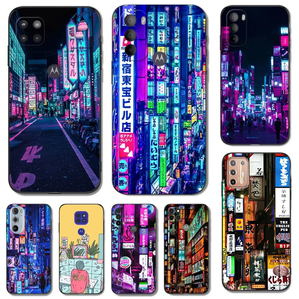 Custodia In Tpu Nero Per Motorola Moto Edge 30 Neo Pro Ultra Fusion 5G Neon Tokyo City