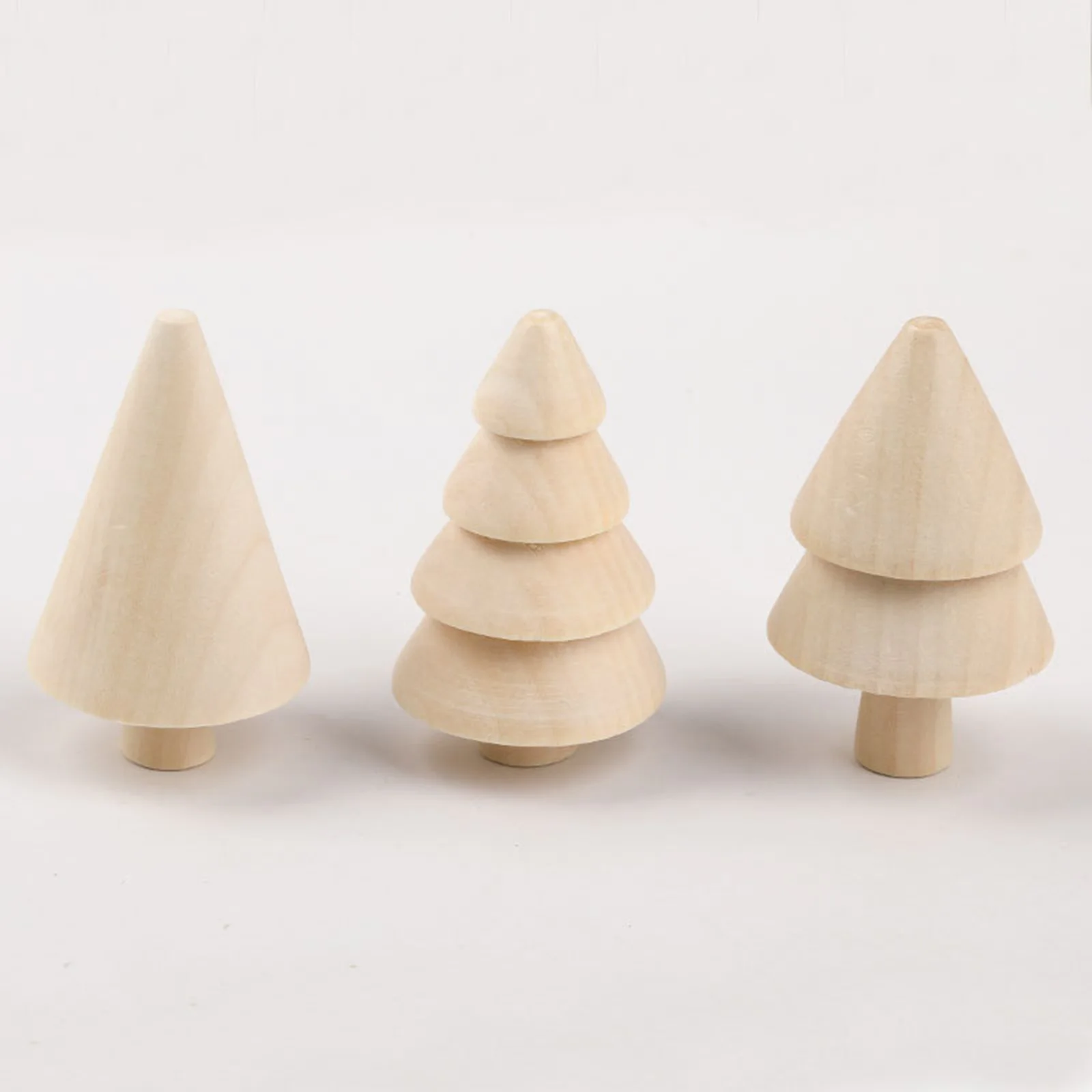 

2 PCs Wood Christmas Tree Miniature DIY Painted Handmade Craft Materials Accessories Natural Ornament Kids Gift Home Decoration