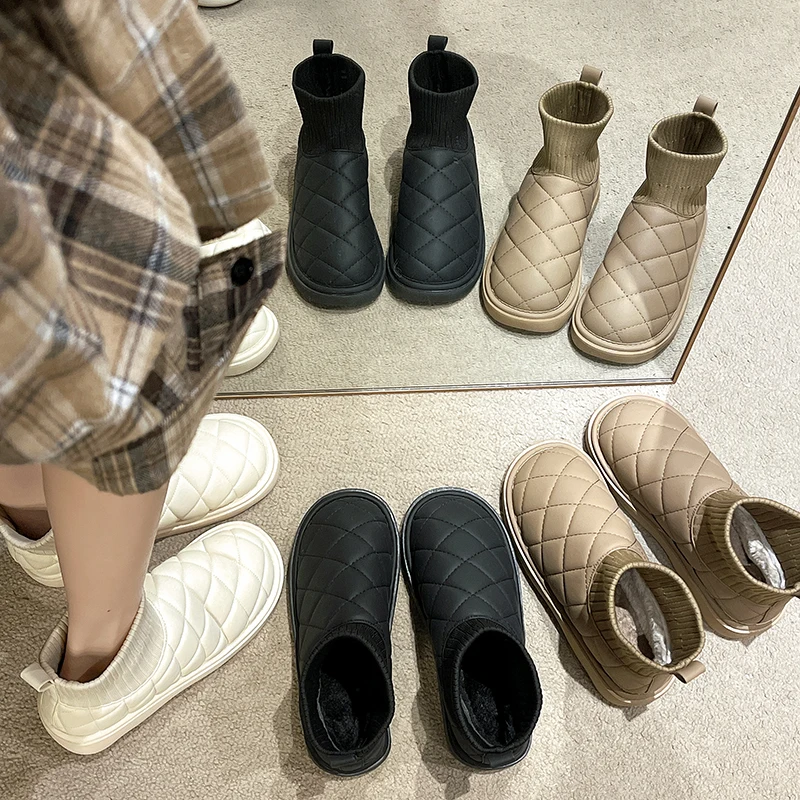 

Winter Boots Lady Flat Heel Australia Women's Rubber Shoes Rain Boots-Women Round Toe 2023 Snow Med Lolita Short Plush Slip-On