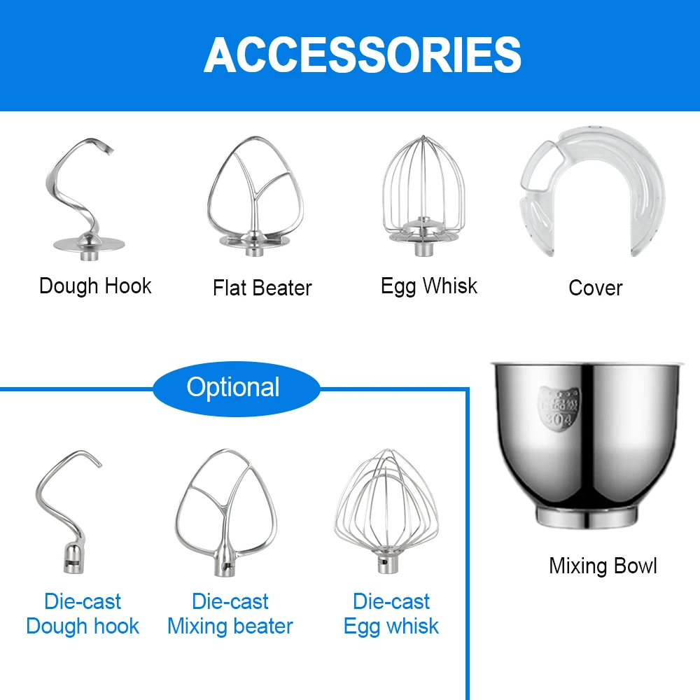 Duty Stand Mixer 5.7l Dough Baking Mixer Machine Food Home Kitchen Appliance Cake Aid Planetary Food Mixers 6