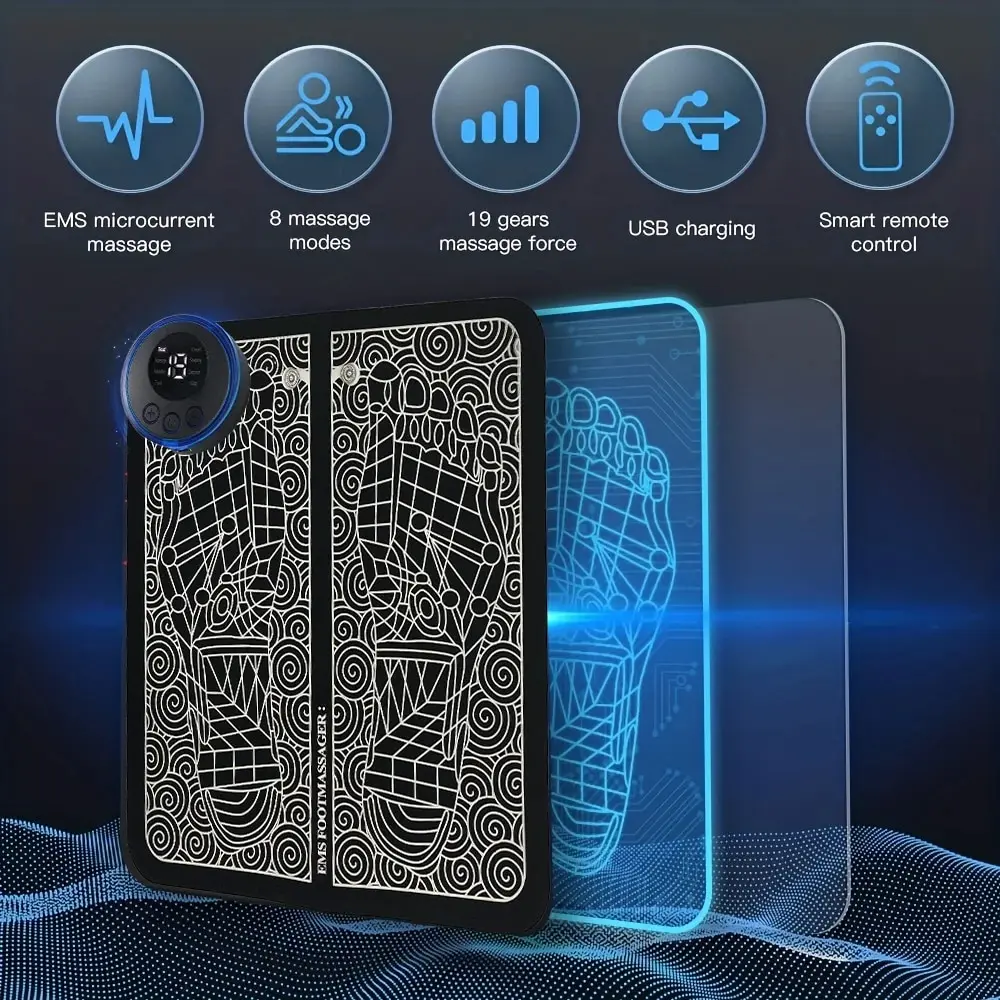 Remote Control Electric Foot Massager Muscle Relaxation Foldable Rechargeable Cervical Massager for Man Woman Relieve Fatigue