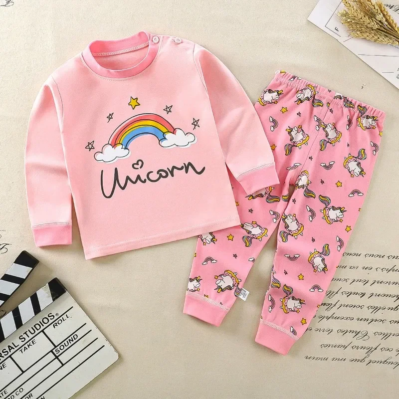 Kids Boys Girls Pajama Sets Cartoon Long Sleeve T-Shirt Tops with Pants Toddler Baby Spring Autumn Sleeping Clothes children clothes