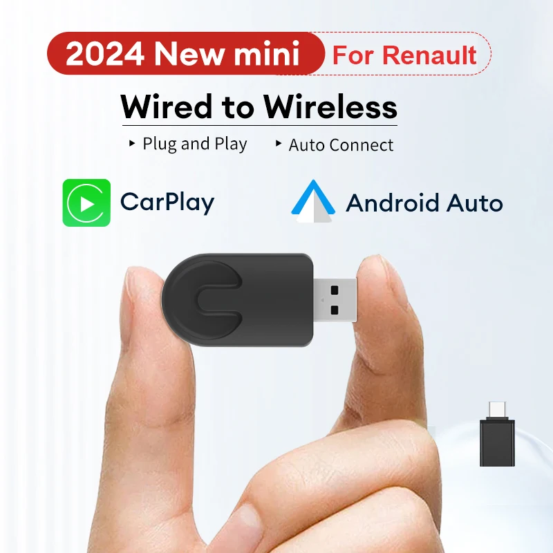 Adaptateur CarPlay Et Android Auto Sans Fil Pour Renault Zoé 2017-2023 - Plug And Play, Bluetooth Stable