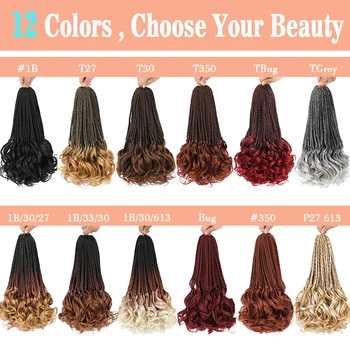 14’’ Synthetic French Curls Crochet Hair Braids Kid-Friendly Ombre Brown to Blonde French Curl Box Braids with Bouncy Curly Ends 1