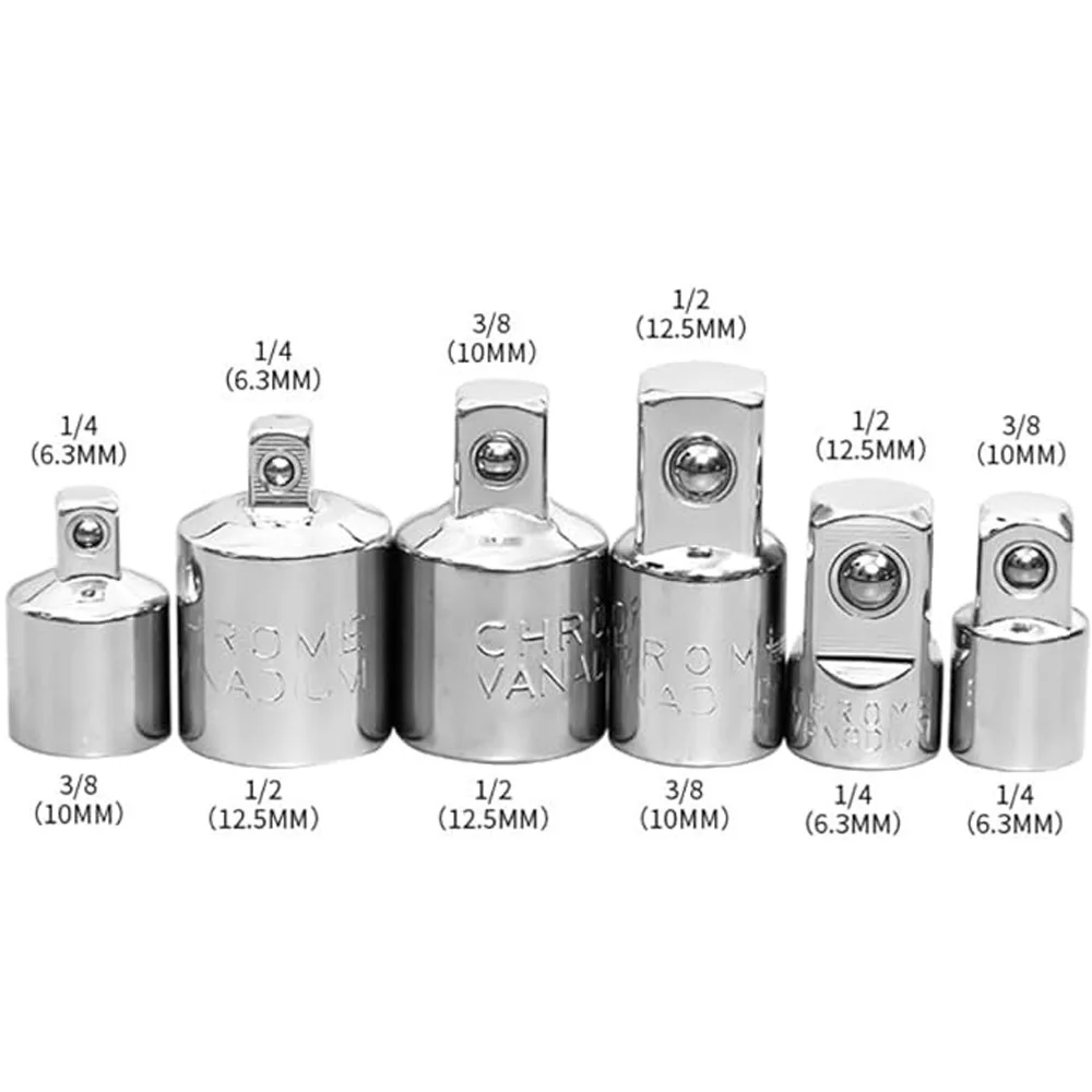 6-teiliges Steckschlüssel-Adapter- und Reduzierstück-Set – 1/4 Zoll, 3/8 Zoll, 1/2 Zoll, Ratsche/Stecknussverlängerung/Umrüstsatz aus Chrom-Vanadium-Stahl für die Automobilindustrie – Detail 8