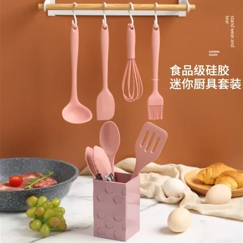 

Silicone kitchenware 8/Pcs Set Non-stick Cookware full spatula set mini storage box baking cooking Utensils oil brush scraper