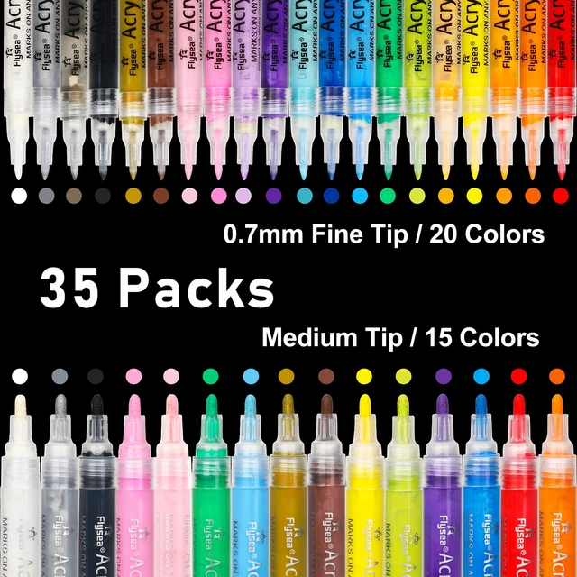  Acrylic Paint Markers Set - 12, Broad Tip-Tip Acrylic Paint  Pens For Rock Painting, Glass, Wood, Canvas And Fabric - Non-Toxic,  Permanent Acrylic Markers For Pumpkin Painting Kit